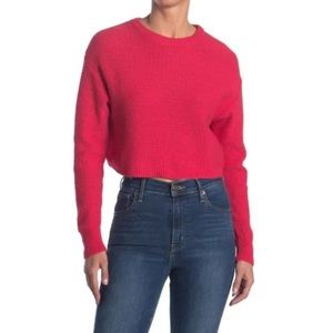 NEW ABOUND Nordstrom Textured Knit Crop Jumper Sweater In Red Saucy Size XL